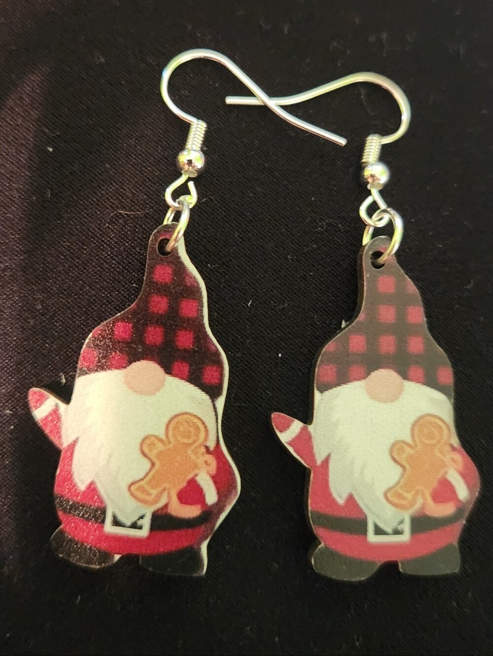 🎉 Christmas Gingerbread Man Themed Wooden Gnome Earrings